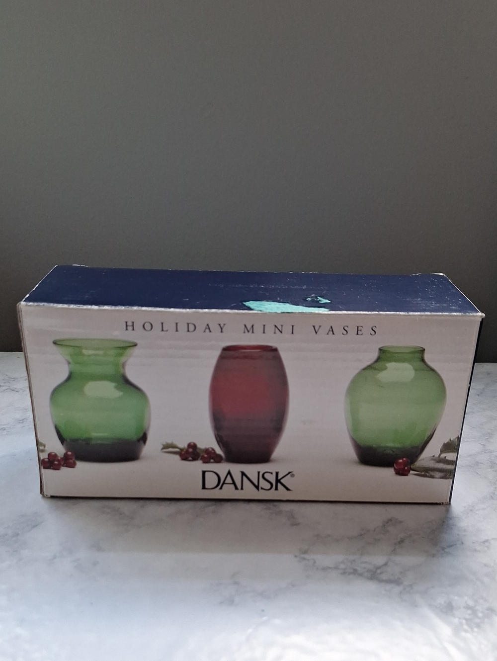 Dansk Holiday Mini Vase Trio in Green and Red